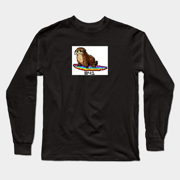 841 8-BIT Surfing Otter Sant Cruz Long Sleeve T-Shirt by REDWOOD9